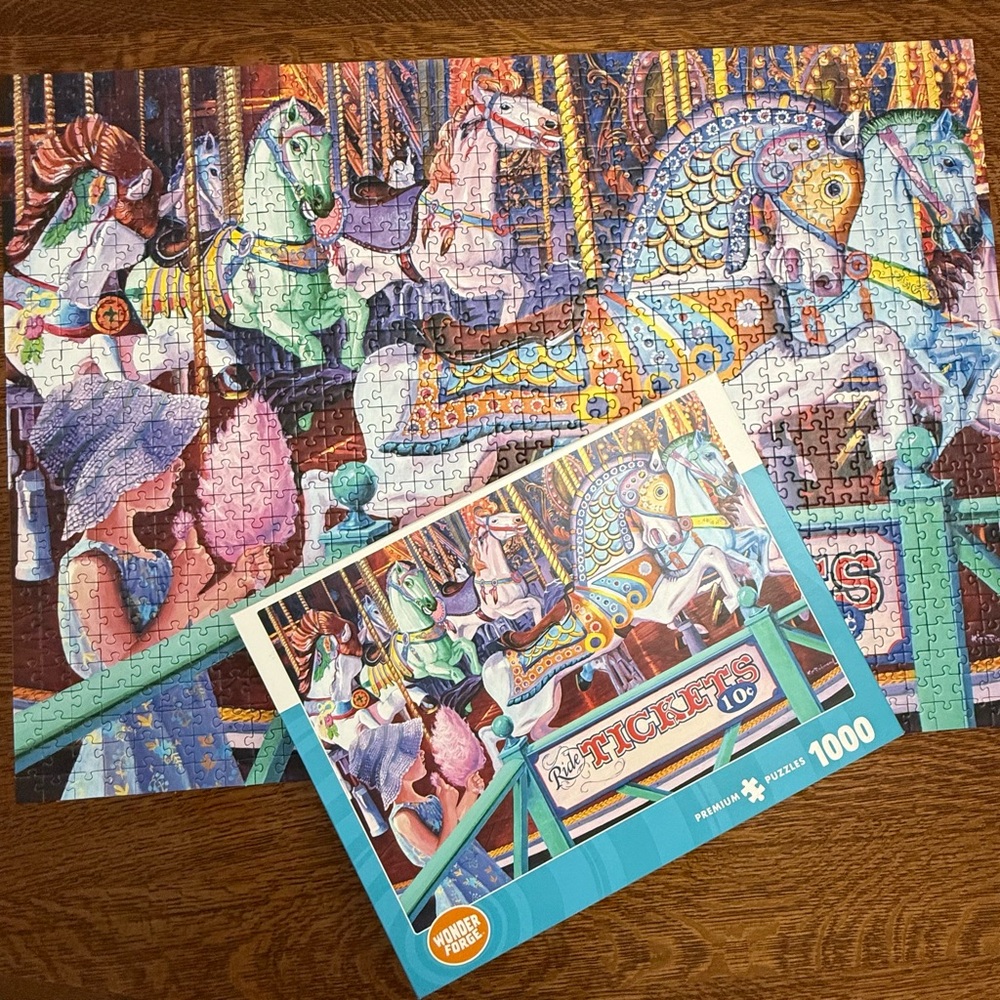 Wonder Forge Cotton Candy Carousel 1000 Piece Puzzle Complete